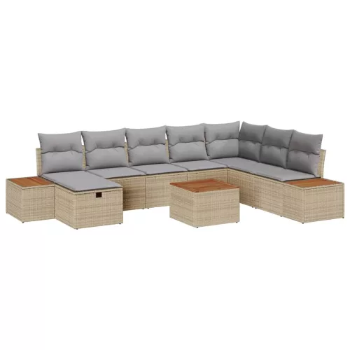  Kerti Kanapé Szett párnával 9 pcs Bézs Poli rattan