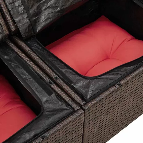  Kerti Kanapé Szett párnával tárolóval 8 pcs Barna Poli rattan