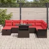  Kerti Kanapé Szett párnával tárolóval 9 pcs Barna Poli rattan