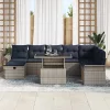  Kerti Kanapé Szett párnával tárolóval 9 pcs Szürke Poli rattan