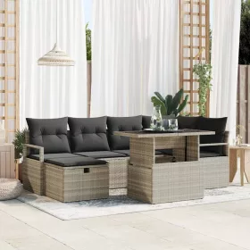    Kerti Kanapé Szett párnával 7 pcs Világosszürke Poli rattan