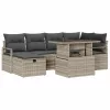  Kerti Kanapé Szett párnával 7 pcs Világosszürke Poli rattan