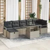  Kerti Kanapé Szett párnával 8 pcs Világosszürke Poli rattan