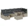  Kerti Kanapé Szett párnával 8 pcs Világosszürke Poli rattan