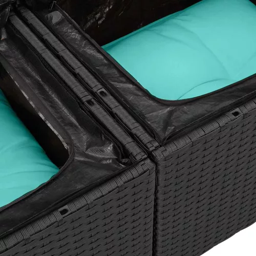  Kerti Kanapé Szett 7 pcs Fekete polirattan