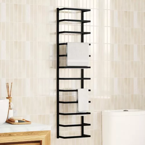  fekete acél törölközőtartó 24 x 12 x 96 cm