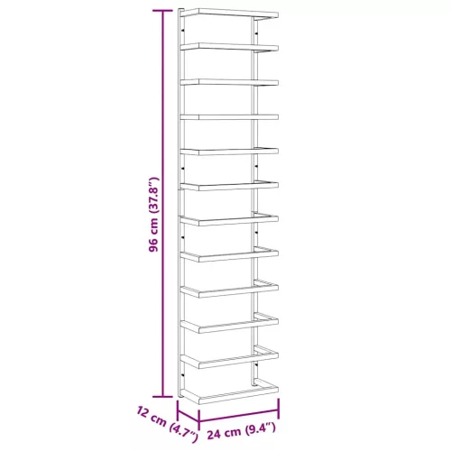  fekete acél törölközőtartó 24 x 12 x 96 cm