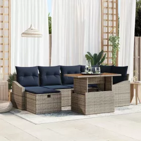  Kerti Kanapé Szett 7 pcs Szürke polirattan