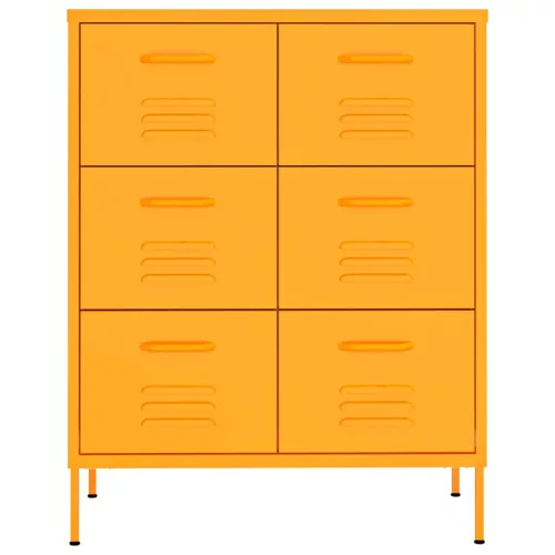  mustársárga acél fiókos szekrény 80 x 35 x 101,5 cm