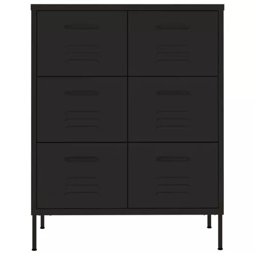  fekete acél fiókos szekrény 80 x 35 x 101,5 cm