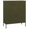  olívazöld acél tárolószekrény 80 x 35 x 101,5 cm
