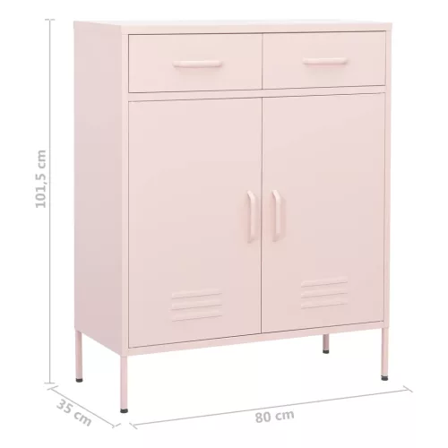 rózsaszín acél tárolószekrény 80 x 35 x 101,5 cm