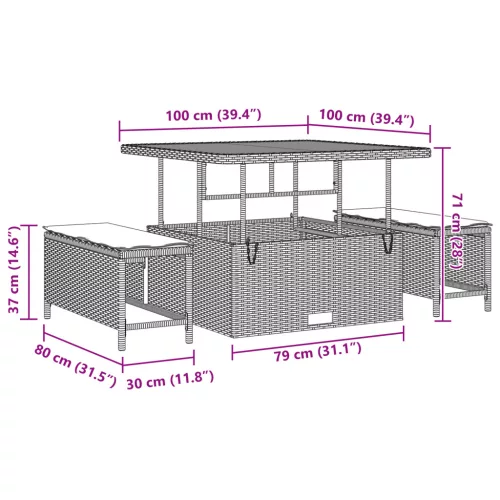  12 darabos kerti kanapészett párnákkal bézs poli rattan akáccal