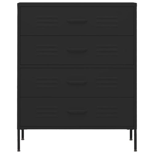  fekete acél fiókos szekrény 80 x 35 x 101,5 cm