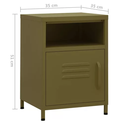  olivazöld acél éjjeliszekrény 35 x 35 x 51 cm