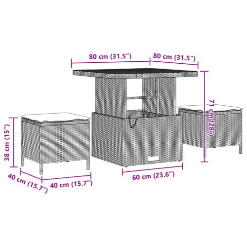  10 darabos kertibútor szett párnákkal fekete polirattan akáccal
