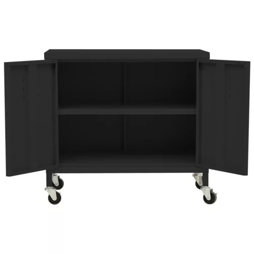  fekete acél tárolószekrény 60 x 35 x 56 cm