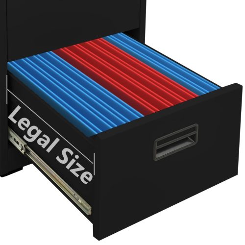  fekete acél irattartó szekrény 46 x 62 x 72,5 cm