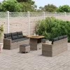  Kerti Kanapé Szett párnával 9 pcs Szürke Poli rattan