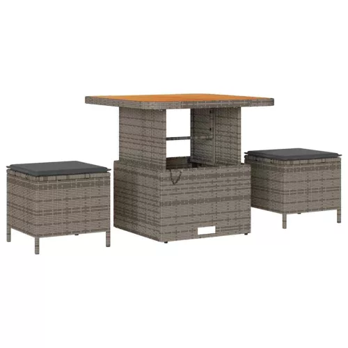  Kerti Kanapé Szett párnával 9 pcs Szürke Poli rattan