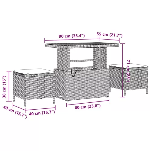  Kerti Kanapé Szett párnával 8 pcs Beige és krém