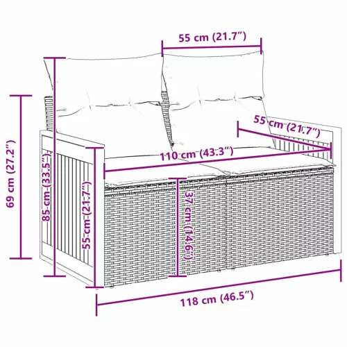  Kerti Kanapé Szett párnával 12 pcs Beige és krém