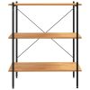  fekete és tölgyfa 3 szintes polcrendszer 80x40x92 cm
