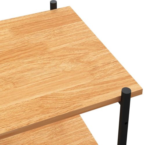  fekete és tölgyfa 3 szintes polcrendszer 80x40x92 cm