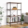  fekete és sötét faszínű 4 szintes polcrendszer 80 x 40 x 130 cm