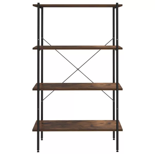  fekete és sötét faszínű 4 szintes polcrendszer 80 x 40 x 130 cm