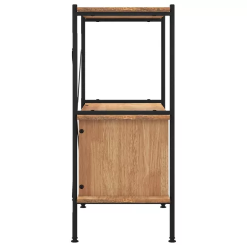  3 szintes acél és szerelt fa polc szekrénnyel 80 x 40 x 92 cm