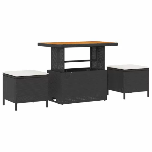  Kerti Kanapé Szett párnával tárolóval 9 pcs Fekete és krémszínű