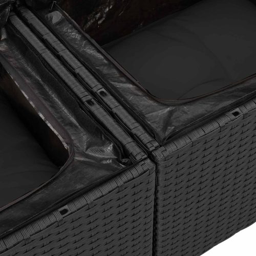  Kerti Kanapé Szett párnával 11 pcs Fekete polirattan