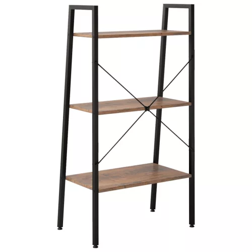  3 szintes sötétbarna és fekete állópolc 56 x 35 x 108 cm