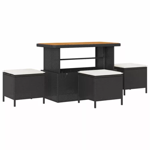  Kerti Kanapé Szett párnával 18 pcs Fekete és Krém polirattan