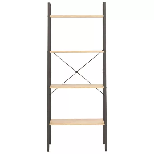  4-szintes világosbarna-fekete állópolc 56 x 35 x 140 cm