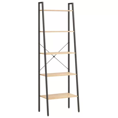  5-szintes világosbarna-fekete állópolc 56x35x174 cm