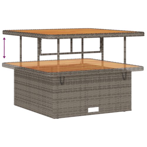  12 részes Kerti Kanapé Szett Párnákkal Szürke Poli Rattan Akácia