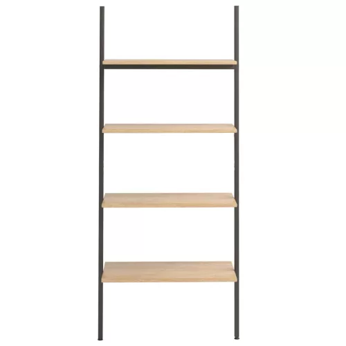  4 szintes világosbarna és fekete létrapolc 64 x 34 x 150,5 cm