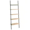 5 szintes világosbarna és fekete létrapolc 64 x 34 x 185,5 cm