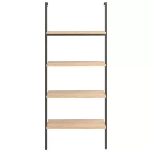  4 szintes világosbarna és fekete létrapolc 64 x 35 x 152,5 cm