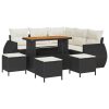  9 darabos Kerti Kanapé Szett Párnával Fekete PE Rattan Akác