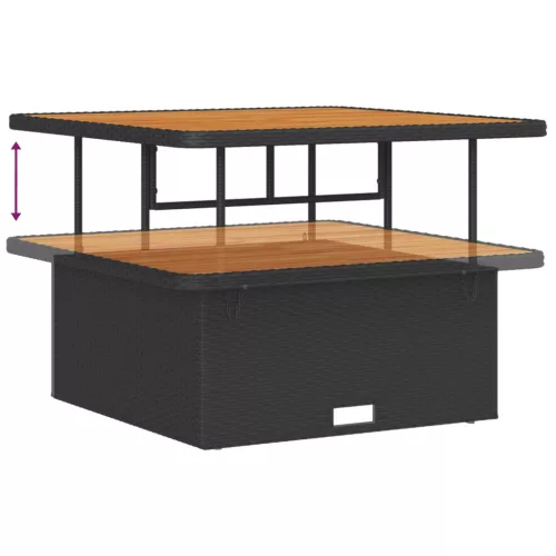  Kerti Kanapé Szett párnával tárolóval 9 pcs Fekete Poly Rattan