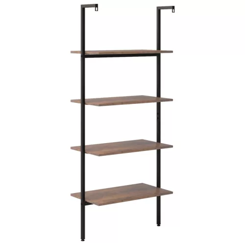  4 szintes sötétbarna és fekete létrapolc 64 x 35 x 152,5 cm