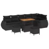  Kerti Kanapé Szett párnával tárolóval 9 pcs Fekete Poly Rattan