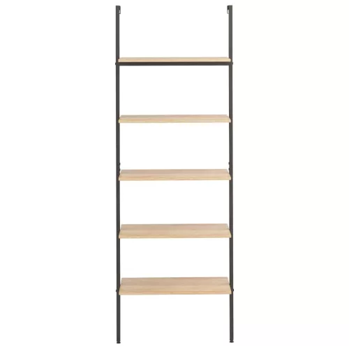  5 szintes világosbarna és fekete létrapolc 64 x 35 x 185 cm