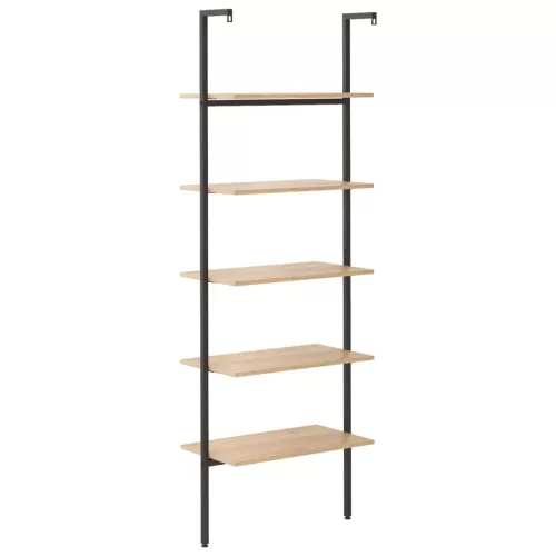  5 szintes világosbarna és fekete létrapolc 64 x 35 x 185 cm