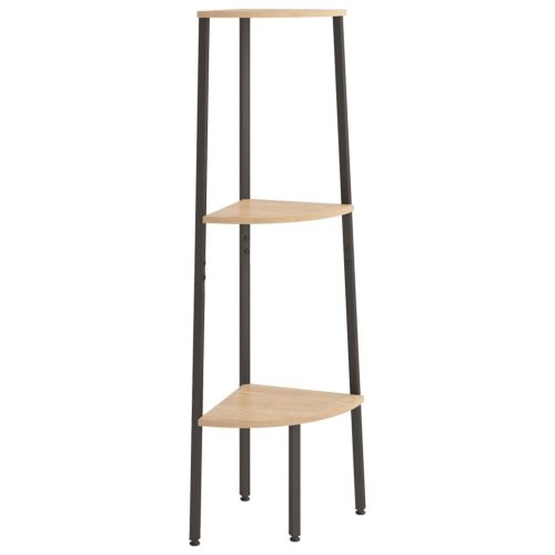  3 szintes világosbarna és fekete sarokpolc 45,5 x 31,5 x 120 cm