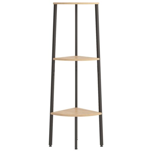  3 szintes világosbarna és fekete sarokpolc 45,5 x 31,5 x 120 cm