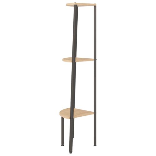  3 szintes világosbarna és fekete sarokpolc 45,5 x 31,5 x 120 cm